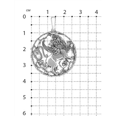 Подвеска из чернёного серебра - Лев 925 пробы П-0308о