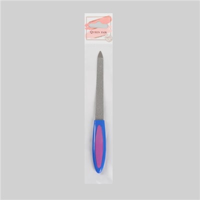 Пилка металлическая для ногтей, прорезиненная ручка, 15 см, цвет МИКС