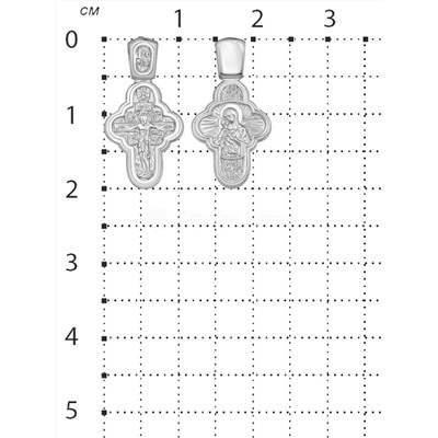 Крест из серебра родированный - 2 см 925 пробы 3-534р