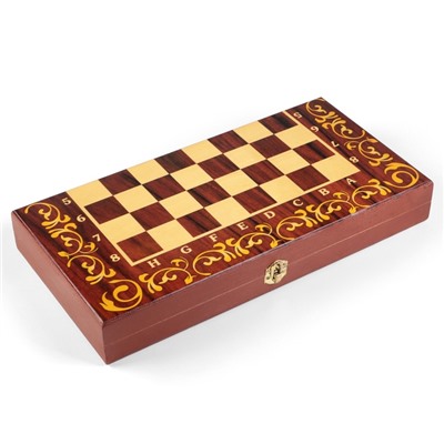 Настольная игра 3 в 1 "Махагон": шахматы, шашки, нарды, деревянные, большие 40 х 40 см
