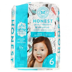 The Honest Company, Honest Diapers, сверхмягкая подкладка, размер 6, космические путешествия, 35+ фунтов, 18 подгузников