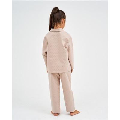 Пижама детская из фанели из фанели (рубашка, брюки) KAFTAN "Сердечки", размер 122-128, бежевый