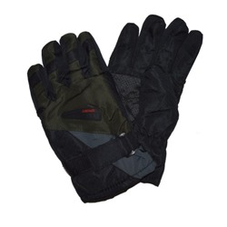 Детские перчатки 37-черный-болотно-зеленый