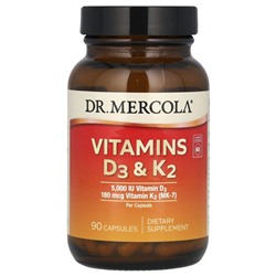 Dr. Mercola, витамины D3 и K2, 90 капсул