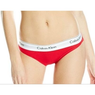 Женские трусы (плавки) Calvin Klein красные с белой резинкой B044