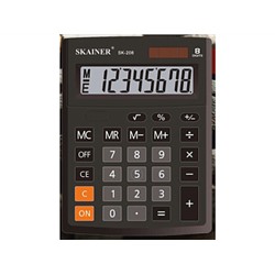 Калькулятор Skainer SK-208 мал. наст. (пл., 8 разрд., 2 пит., чер. 103 x 137 x 31 мм)