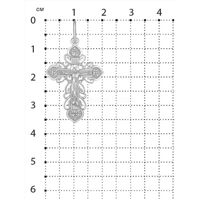 Крест из серебра родированный - 3,6 см 925 пробы К3-500р