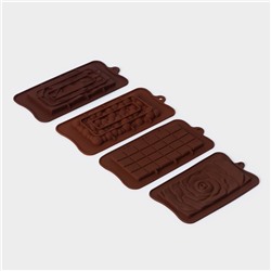 Набор форм для шоколада Доляна «Плитки шоколада», 4 шт, силикон