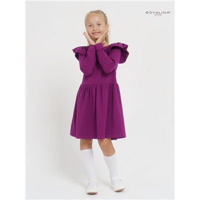 Платье Фея слива 122/фиолетовый/92% хлопок, 8% эластан