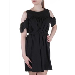827 BLACK Платье хлопковое с поясом Fashion