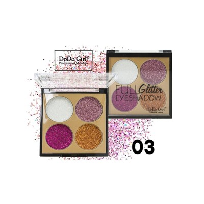 Блестящие гелевые тени Full Glitter Eyeshadow (с блестками), палетка глиттеров 4 цвета №3