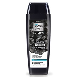 BLACK CLEAN For Men Гель-Душ с активным углем для мытья волос, тела и бороды, 400 мл.