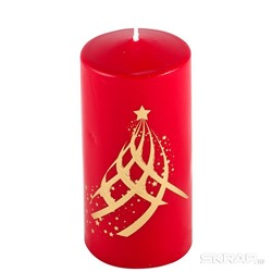 Свеча Deco Christmas 56х120 Eлка (золото на красном)