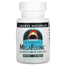 Source Naturals, MegaFolinic, 800 мкг, 120 таблеток