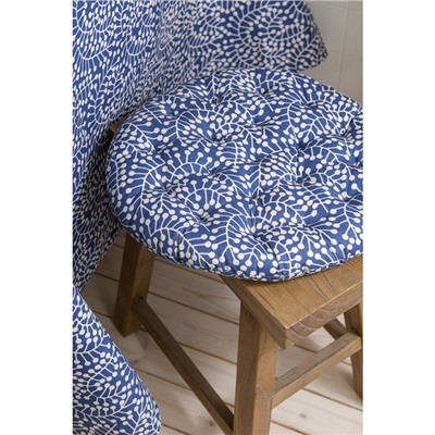 Подушка на стул круглая темно-синего цвета Scandinavian touch, размер 40 см