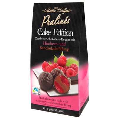 Конфеты из темного шоколада Maitre Truffout Cake Edition с шоколадной и малиновой начинкой 148 гр