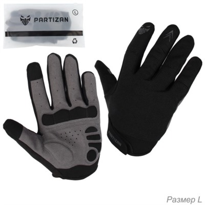 Велосипедные перчатки PARTIZAN легкие с длинным пальцем /LE01 / Размер L / Цвет: Черные