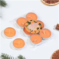 Набор свечей чайных ароматических, 6 шт, апельсин, Новый год