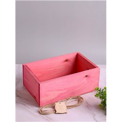 Ящик деревянный с шильдиком 24,5х16х9,5см №3 розовый
