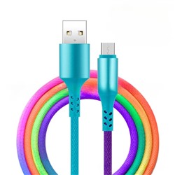 Кабель Luazon, microUSB - USB, 2 A, 1 м, оплётка нейлон, разноцветный