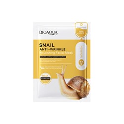 Тканевая маска для лица против морщин с муцином улитки BIOAOUA Snail Anti-Wrinkle Nourishing Facial Mask, 30 гр