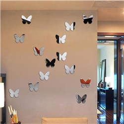 Наклейки интерьерные "Бабочки", зеркальные, декор на стену, набор 20 шт, шт 7.5 х 9 см