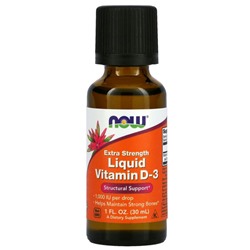 NOW Foods, жидкий витамин D-3 с повышенной силой действия, 1000 МЕ, 30 мл (1 жидк. унция)