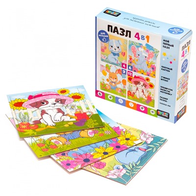 Пазл 4 в 1 4-6-9-12 эл Baby Games. В цветочном мире. 07878 в Самаре