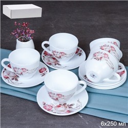 Чайный набор 12 предметов 220 мл / GRAY-GB220/12 (6916) /уп 8/ серия Чайная роза