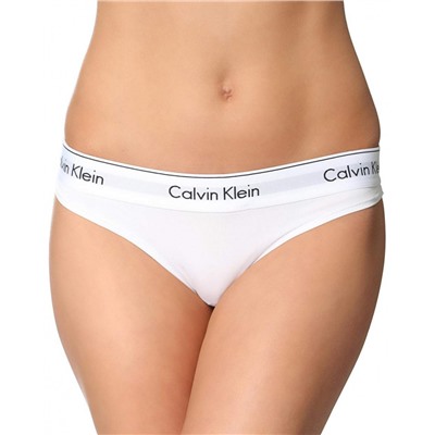 Женские стринги Calvin Klein белые с белой резинкой B046