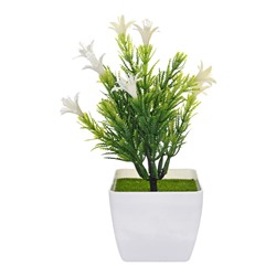 TCV023-02 Искусственное растение Бонсай Лилии в горшке, 20х7х7см, цвет белый