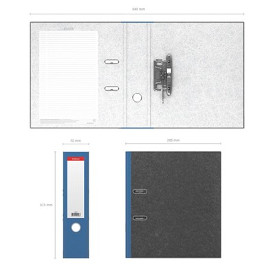 Папка-регистратор А4, 70 мм Original, собранная, мраморная, синяя, металлический кант, картон 2 мм, вместимость 450 листов