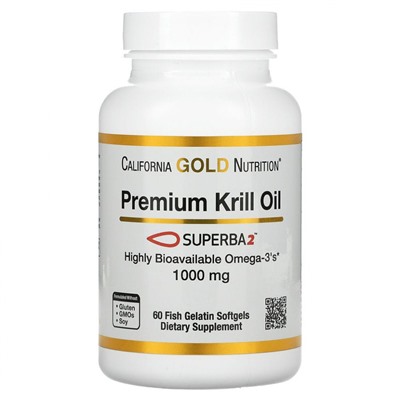 California Gold Nutrition, SUPERBA2™, масло криля премиального качества, 1000 мг, 60 мягких таблеток