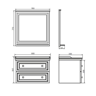 Зеркало Comforty Феррара 80, белый глянец, 78х77 см