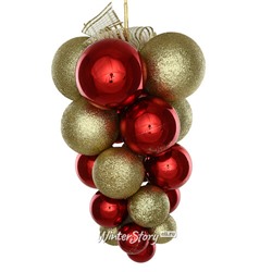 Гроздь из пластиковых шаров Almansora - Golden Rosso 30 см (Winter Deco)