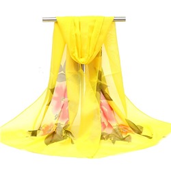 Предзаказ!!! Шифоновый шарф узор цветы жёлтый