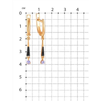 Серьги из золочёного серебра с нат.танзанитом, фианитами и родированием 925 пробы 2-5547зр46416