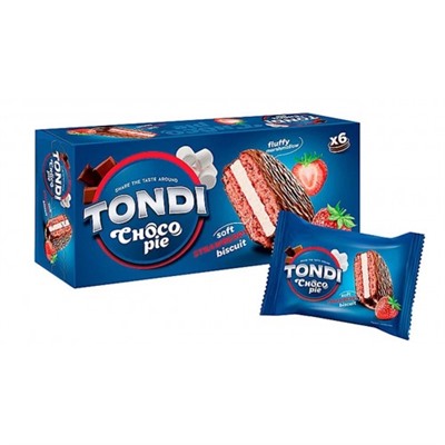 Печенье Tondi choco Pie клубничный 180 г/ KDV