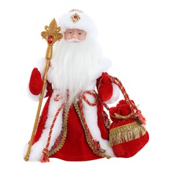 Дед Мороз 30см в красной шубе, с мешком (Т-5549) музыкальный
