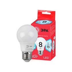 Лампа светодиодная "ЭРА" RED LINE LED A55-8W-840-E27 R, груша, 8Вт (нейтральный свет)
