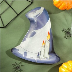 Блюдо стеклянное сервировочное Доляна «Хэллоуин. Шляпа в паутине», 19,8×18,1×1,7 см