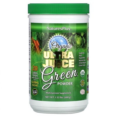 NaturesPlus, Органический зеленый порошок Ultra Juice, 600 г (1,32 фунта)