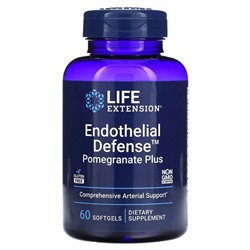 Life Extension, эндотелиальная защита, экстракт граната Pomegranate Plus, 60 капсул