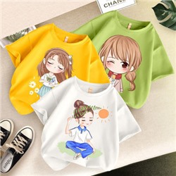Набор футболок из 3 шт, арт КД95, цвет: белый+жёлтый+зелёный ОЦ