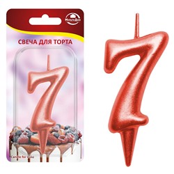 Свеча для торта "Овал" цифра 7 (красный), 8х4х1,2 см. NEW