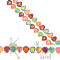 Кружево декоративное цветное Сердечки/ ш.25мм/ 13,7м в уп./ фас.1уп.