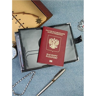 C-140 Обложка 2в1+кн авто/паспорт/ремешок (кайман/нат. кожа)