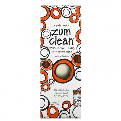 ZUM, Zum Clean, шарики для сушки шерсти со смесью ароматов, пачули, 4 шт.