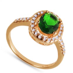 Кольцо (вставки: Цирконы, зеленые; покрытие: Золото)