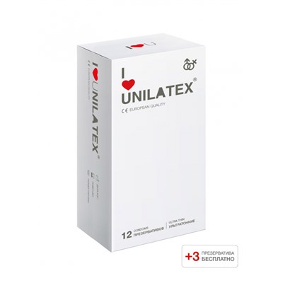 Презервативы Unilatex Ultrathin 12шт+3 шт в подарок 3015Un